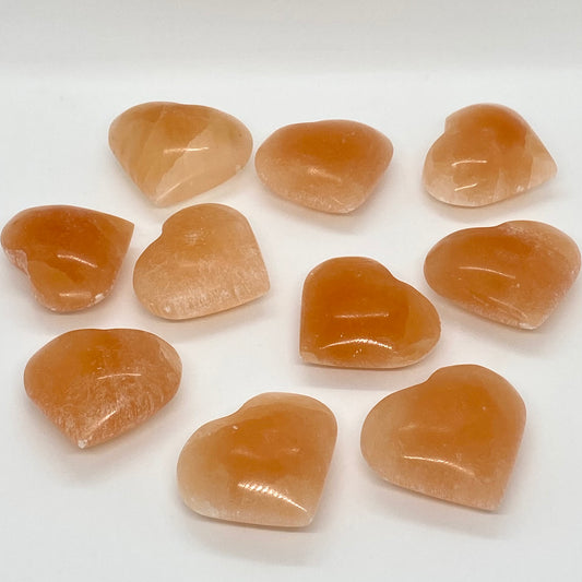 Peach Selenite Heart